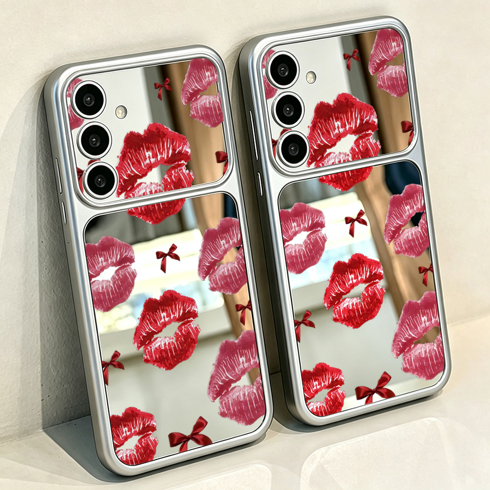 Computer Case - Bow Red Lips Pattern Mirror Phone